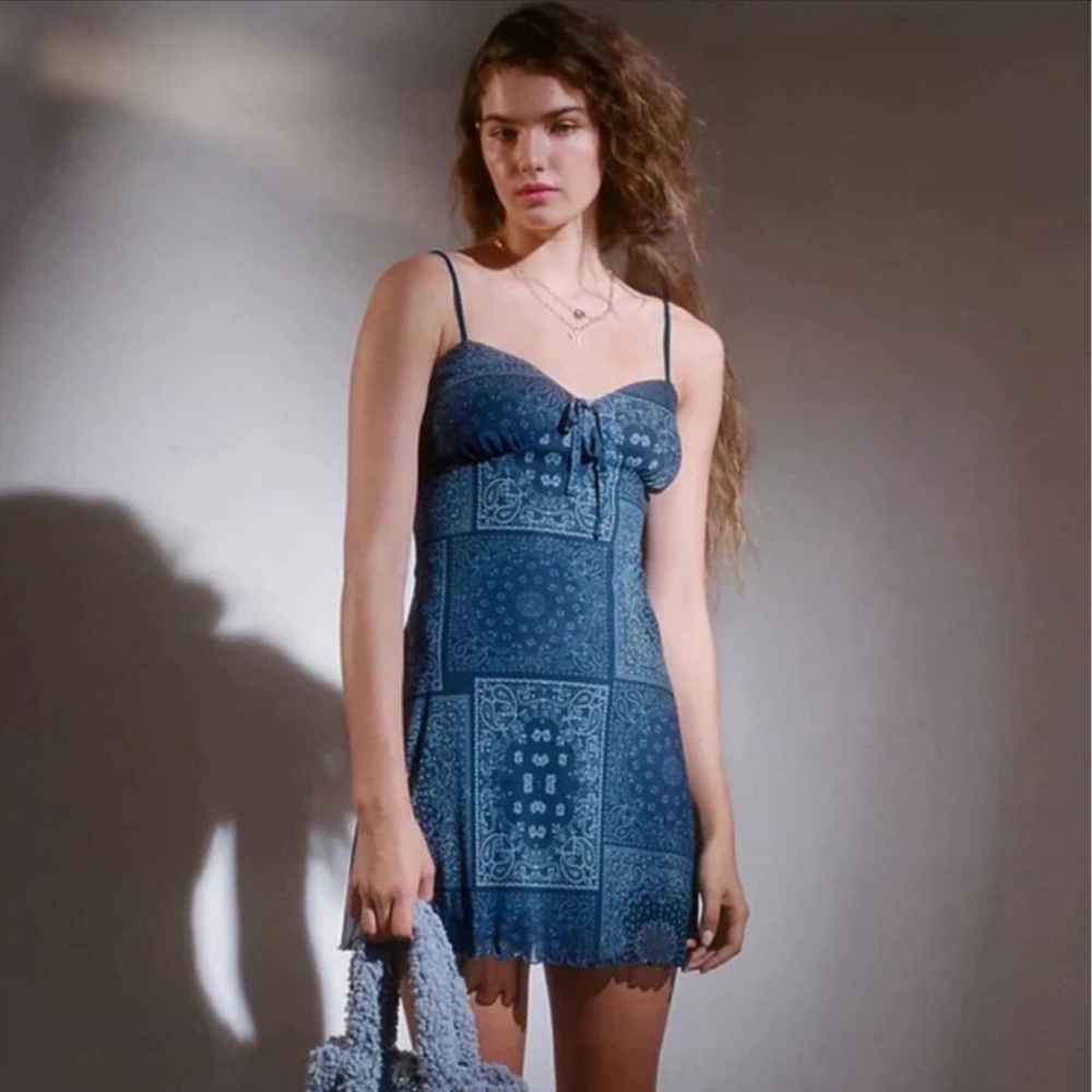 Urban Outfitters Elodie Printed Mesh Mini Dress